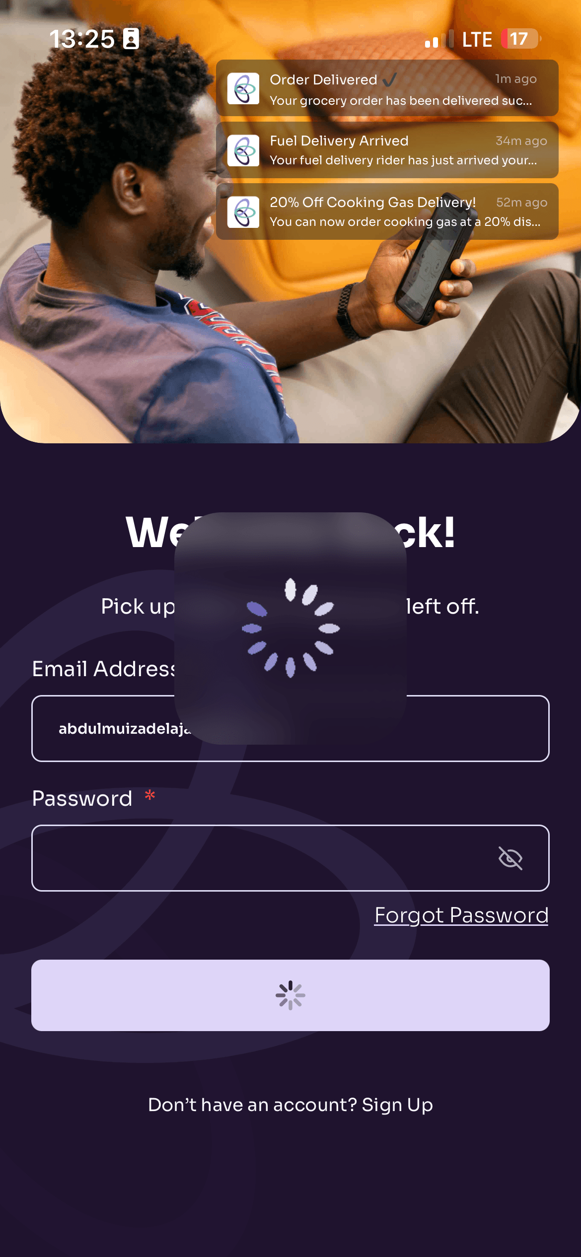 Estility app — sign in screen