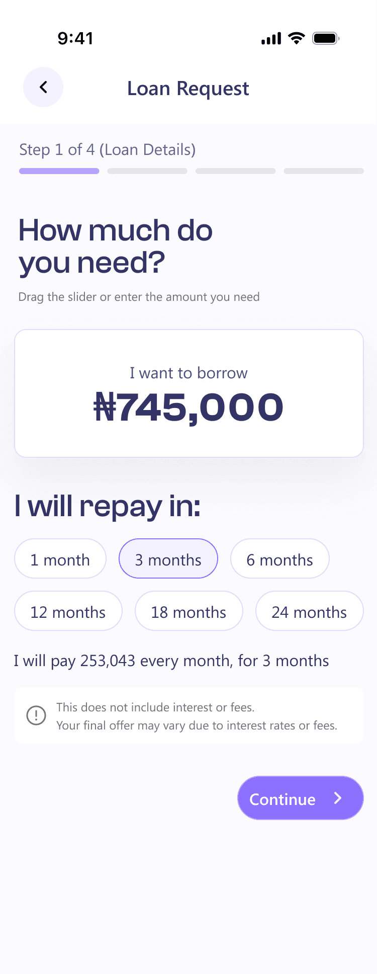 NeoCash conversational loan flow